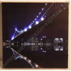 Картина с LED подсветкой: мост в огнях ночи, выполненная на холсте
